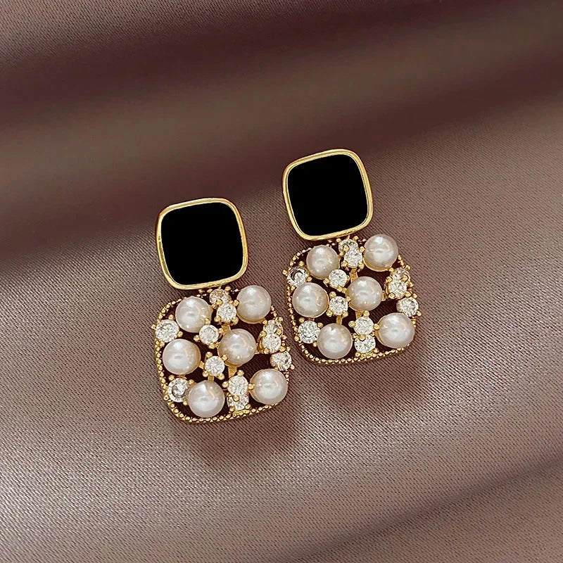 Handmade pearl Rhinestones Earrings for Women