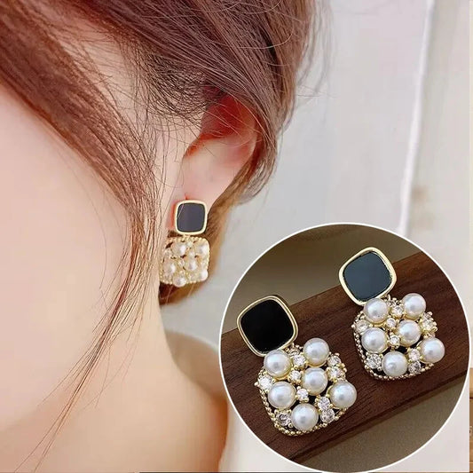 Handmade pearl Rhinestones Earrings for Women
