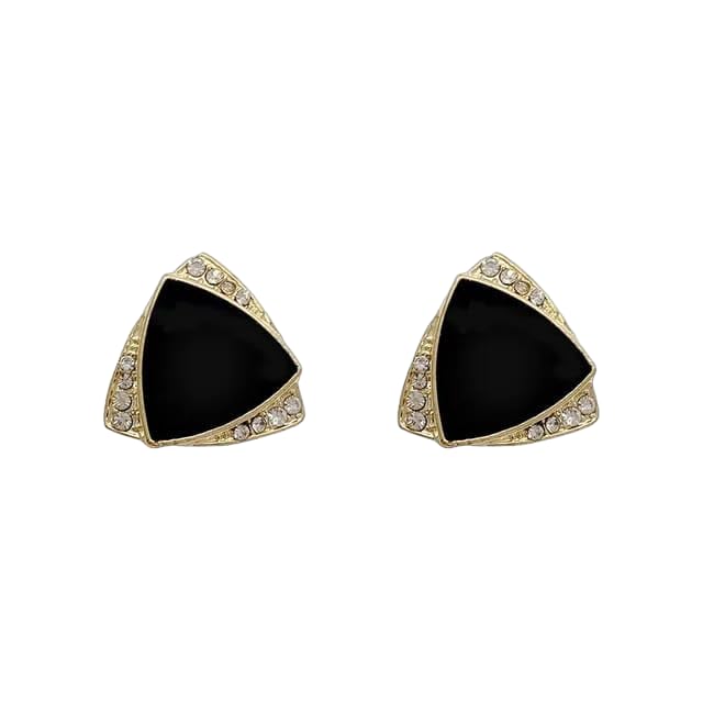 Triangle Dual Layered High Fashion Rhinestone Korean Earrings Pair