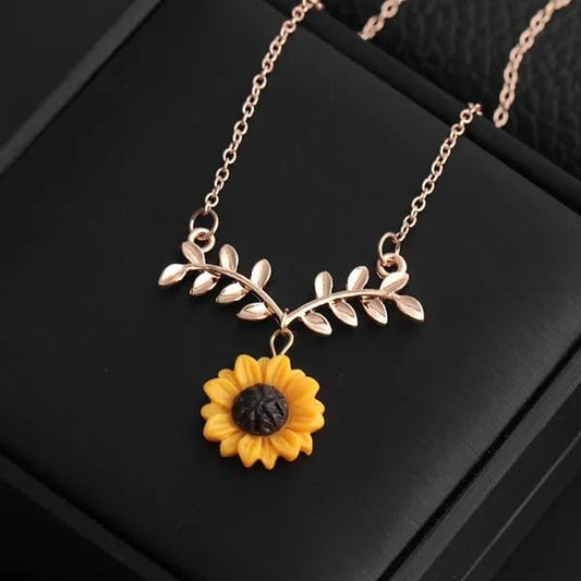 Sun Flower With Golden Leaf Neckless For Girls and Women