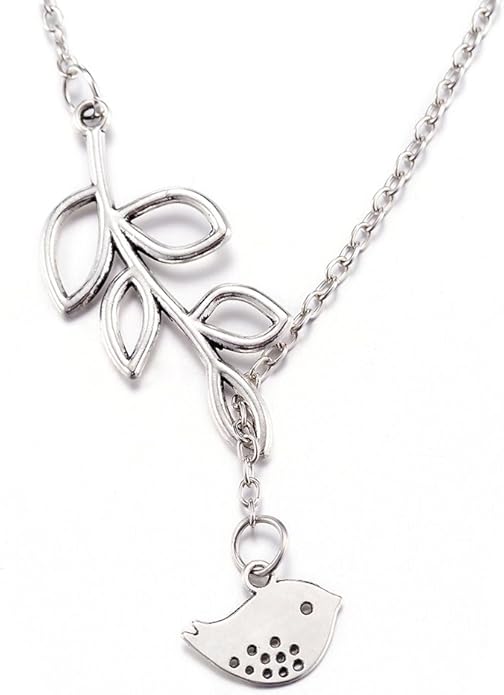 Tree Leaves Bird Pendant Necklace for Women