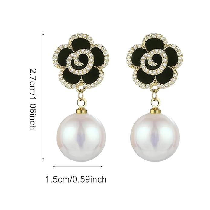 Stylish Pearl Earrings for Women and Girls (Black)