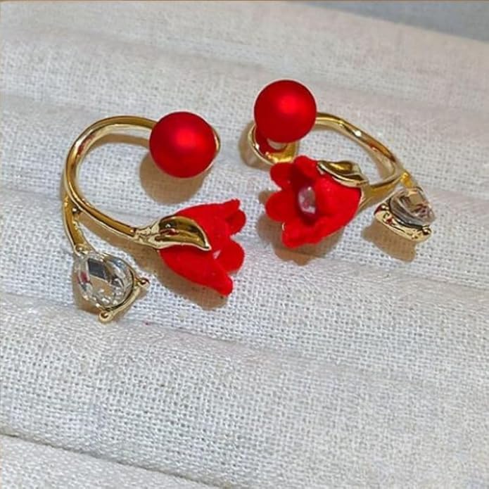 Korean Adjustable Drop Earrings for Women And Girls (Rose earring)