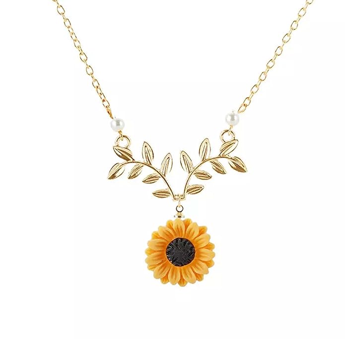 Sun Flower With Golden Leaf Neckless For Girls and Women