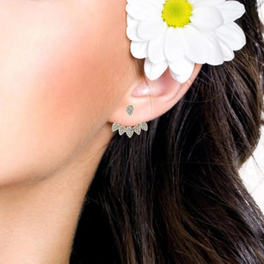 Crystal Earrings Leaf Ear Cuffs Stud Earring