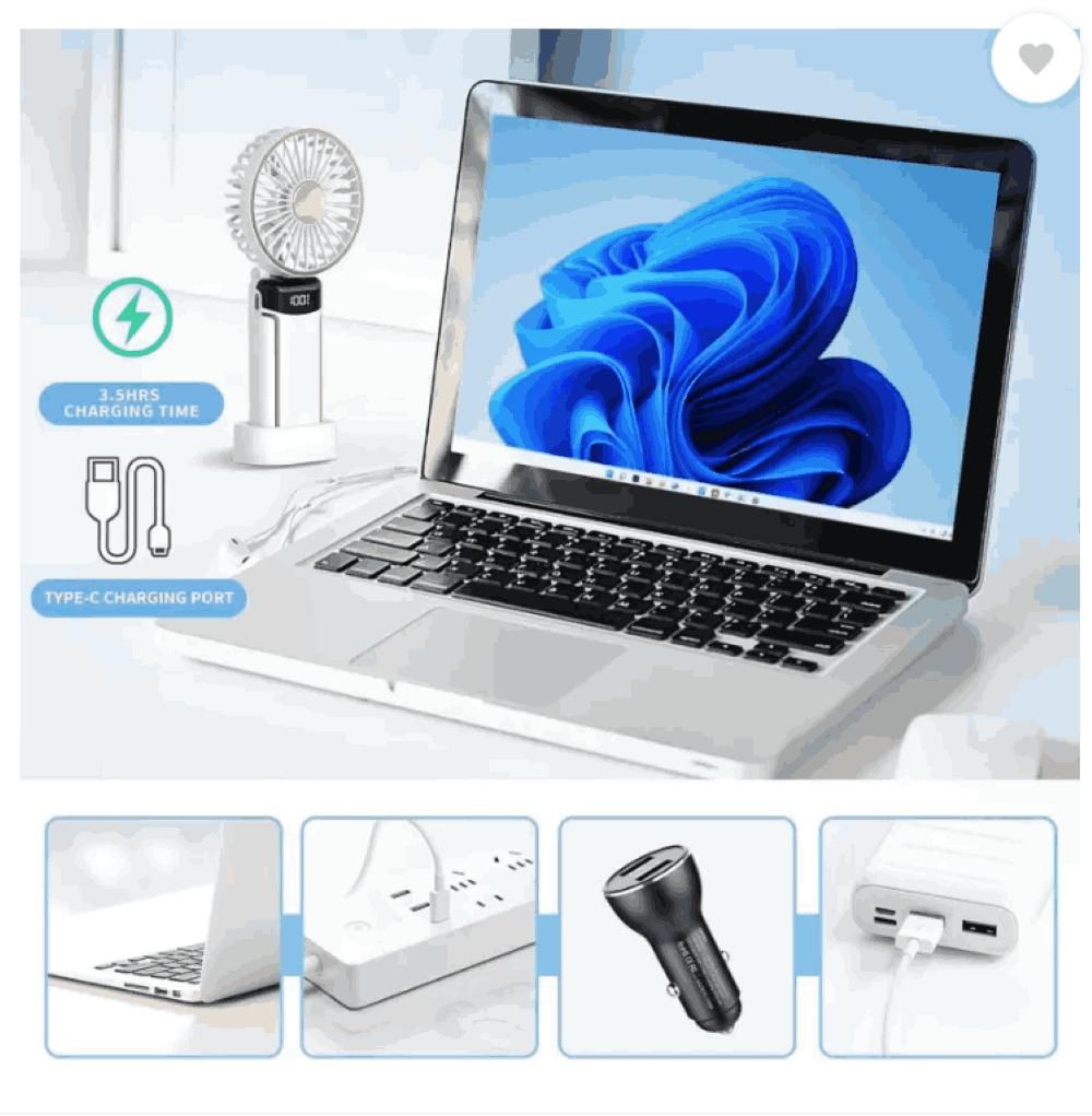 Portable Handheld , Battery Operated Fan with LED Display