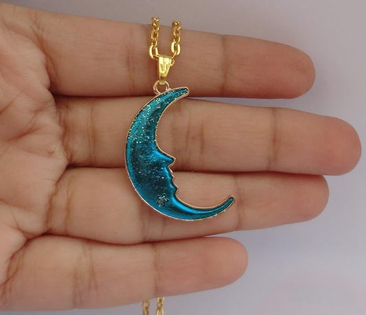 Half Moon Blue elite Necklace Chain for women & girls.