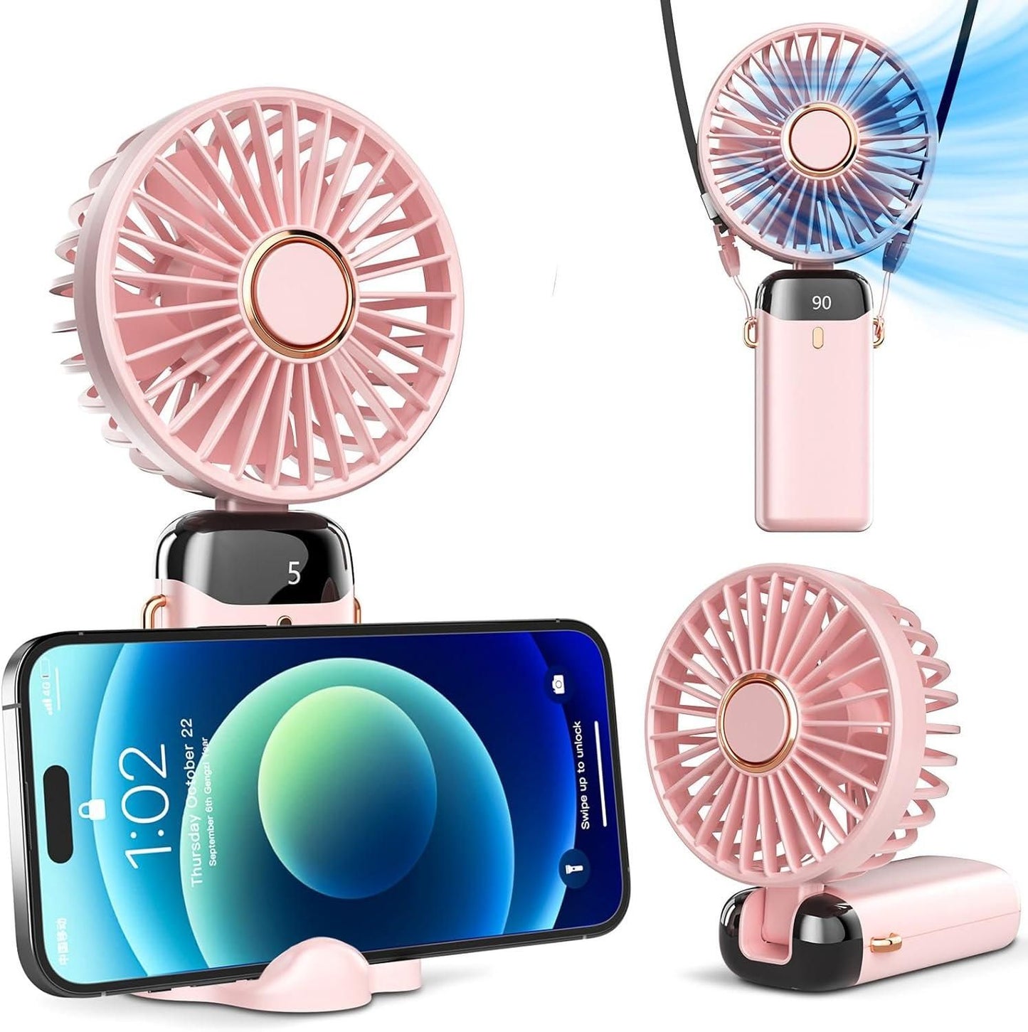 Portable Handheld , Battery Operated Fan with LED Display