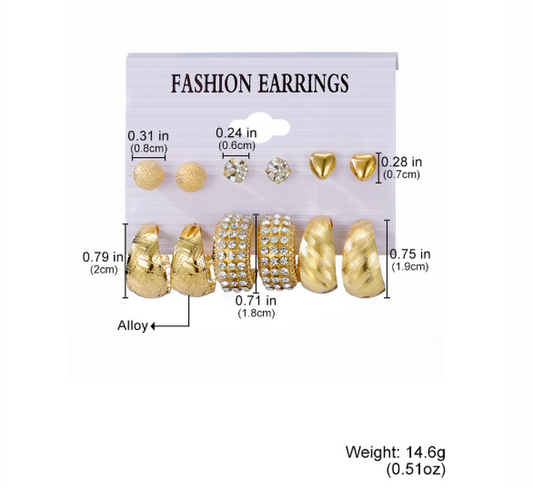 6 pairs combo card set earrings