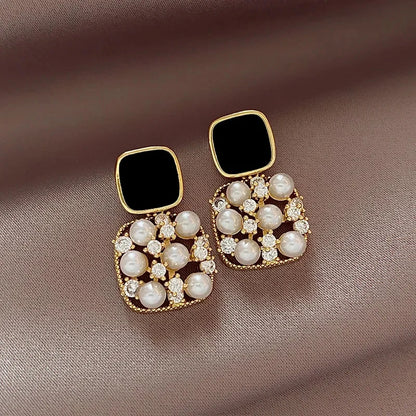 Handmade pearl Rhinestones Earrings for Women