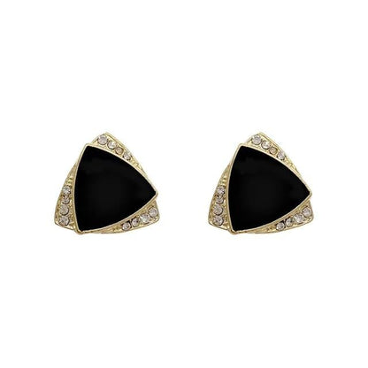 Triangle Dual Layered High Fashion Rhinestone Korean Earrings Pair