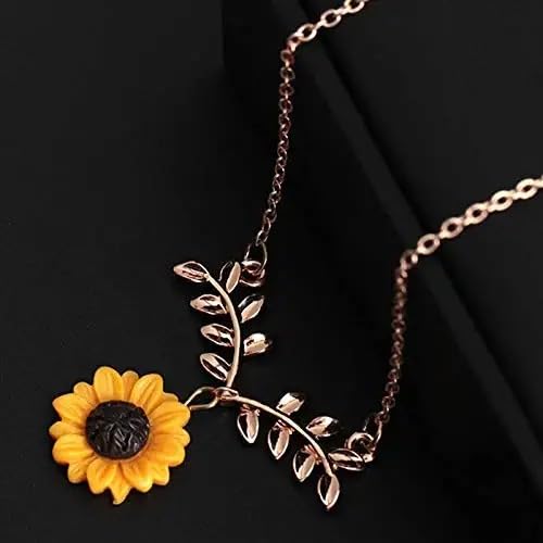 Sun Flower With Golden Leaf Neckless For Girls and Women
