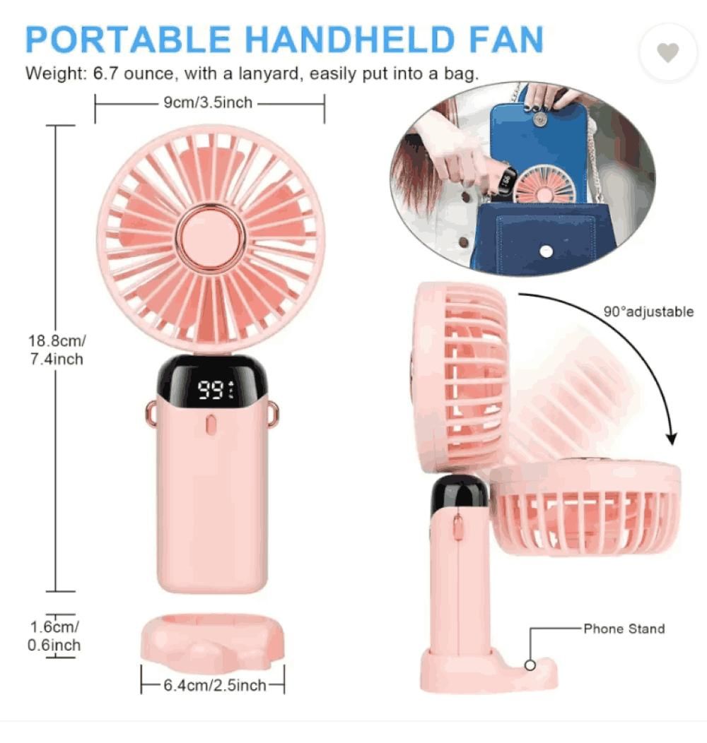 Portable Handheld , Battery Operated Fan with LED Display