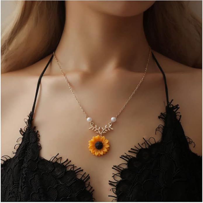 Sun Flower With Golden Leaf Neckless For Girls and Women