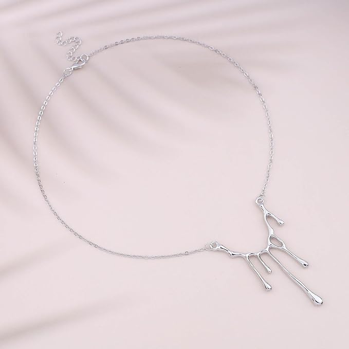 Silver Melting Liquid Chain Necklace for Women and Girls
