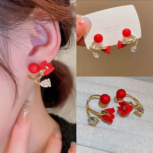 Korean Adjustable Drop Earrings for Women And Girls (Rose earring)