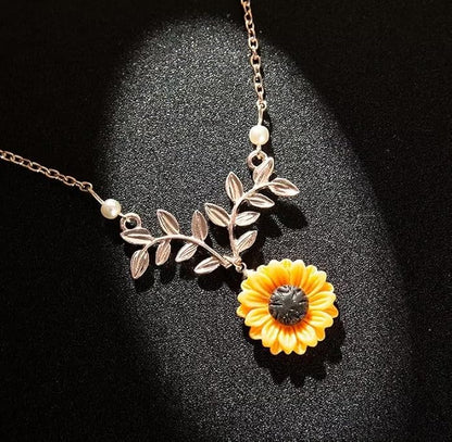 Sun Flower With Golden Leaf Neckless For Girls and Women