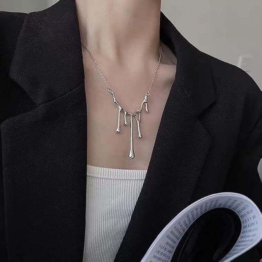 Silver Melting Liquid Chain Necklace for Women and Girls