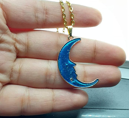 Half Moon Blue elite Necklace Chain for women & girls.