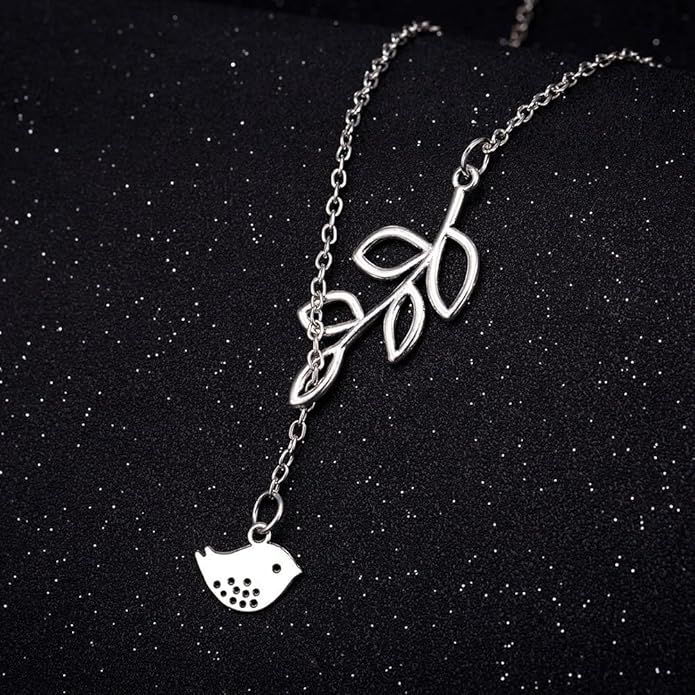 Tree Leaves Bird Pendant Necklace for Women