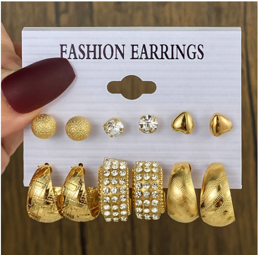 6 pairs combo card set earrings
