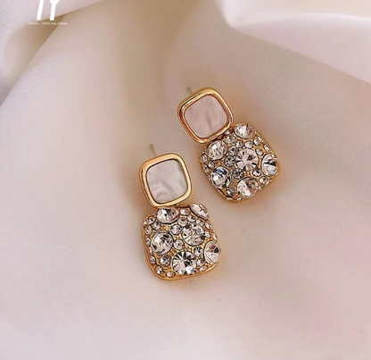 Luxury Black Square Shape Earrings For Women Crystal Drop Earrings